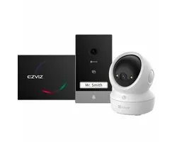 EZVIZ Smart Security Kit – H6C G1 3K Binnencamera + HP7 Videodeurbel - 360° Pan & Tilt - Patrol Mode & Human Detection - MicroSD & Cloud