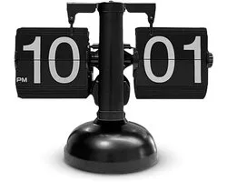 Horloge de bureau rétro Vintage à engrenages internes alimentés par batterie noire - Horloge de table