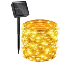 Guirlande lumineuse solaire d'extérieur YONO - 22 mètres - 200 LED - Blanc chaud - Éclairage de jardin solaire - IP65 - 8 modes d'éclairage - Noir