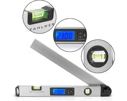 STAHLWERK DW-45 ST rapporteur numérique en aluminium / rapporteur de précision / rapporteur avec niveau à bulle intégré, grande plage de mesure de 0 à 230 degrés, 450 mm, écran LCD rétroéclairé avec fonction de maintien et calcul de l'angle d'onglet