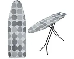 Housse de table à repasser KADAX avec cordon de serrage, housse de table à repasser pour un repassage plus rapide, housse de table à repasser universelle en 2 tailles, housse de repassage en coton (cercle gris, 112 x 32 cm)