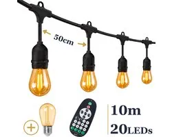 Odaily Lichtsnoer Amber - 10 Meter - 20 LED Lampen - Extra Warm Wit Licht - Dimbaar