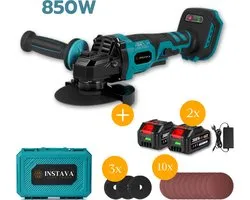 Instava meuleuse d'angle 850 W avec 2 batteries, 125 mm