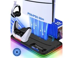 Station d'accueil adaptée à la station de charge PS5 Slim - Station de charge adaptée à la Playstation 5 - Accessoires de vêtements pour bébé Manettes de chargeur - Support de casque - Digital + Disc + Slim Edition
