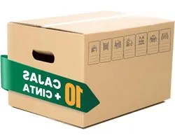 GROWMANIA Pack of 10 Boxes 30 x 30 x 50 + Gift Ribbon, Robust Moving Boxes with Brown Handles, Suitable for Shipping with Identification Symbols