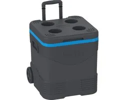 Duramax Trolley Icebox Glacière, 45 litres, glacière puissante avec isolation PU, poignées latérales avec verrouillage sécurisé du couvercle et porte-gobelet sur le couvercle, gris et bleu
