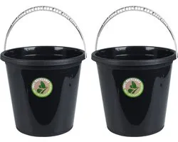 Storage Solutions emmers 2x stuks - 10L- gerecycled kunststof - Zwart