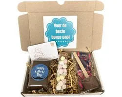 Bonus papa choco mini brievenbus cadeau - Vaderdag - chocolade - marshmallows - stiefvader