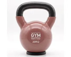 Gym Masters - kettlebell 20 KG met rubberen voet (extra vloer- & teenbescherming) - PREMIUM - Vinyl kettlebel - krachttraining - fitness gewichten - kettlebell 20kg - gewichten 20 kg - home gym - kettlebells - gietijzer - gym equipment
