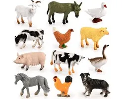 Lot de 12 figurines réalistes de mini-animaux de la ferme