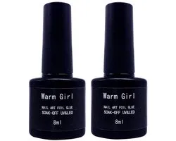 Warm Girl 2pcs Adhésif de transfert d'ongles, 8 ml Colle à ongles pour manucure gel étoile Autocollant de transfert adhésif pour salon de beauté et usage domestique