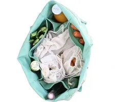 Sac shopping avec pochettes intérieures | Acheteur vert | Coton organique | Réutilisable et lavable | Avec 6 pochettes intérieures idéales pour les bouteilles et les contenants | Sac d'épicerie Multi-poches