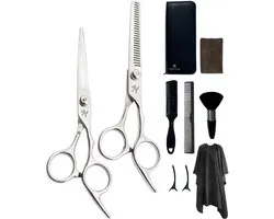 Complete Kappersset - 14 Delig - Kappersschaar Rechtshandig - Uitdunschaar Kapper - Hair Scissors - Coupeschaar - Haarschaar Set