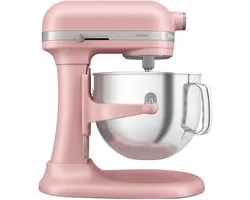 Robot pâtissier KitchenAid Artisan avec Kom réglable en hauteur - Puissant, silencieux, 11 vitesses, accessoires en acier inoxydable et capacité de 6,6 L - Rose séchée