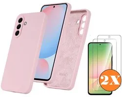 Coque compatible avec Samsung Galaxy A56 Coque silicone Pink sable siliconen hoesje TPU - avec film protecteur d'écran Samsung A56 - 2 pièces