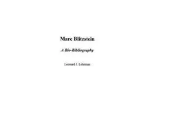 Bio-Bibliographies in Music- Marc Blitzstein