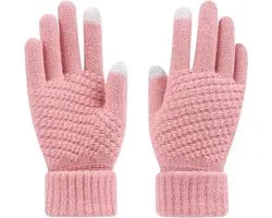 Handschoenen Dames - Handschoen - Touchscreen Handschoenen - Handschoenen Heren - Warme Handschoenen - Winter Handschoenen - Volledige Vinger Gebreide Handschoenen - Winddichte Handschoenen - Spatwaterdichte Handschoenen - Dik - One Size - Roze