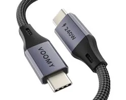 Câble Voomy USB C 240W - USB C vers USB C - 2 mètres - 480 Mbps - Câble de charge Chargeur rapide - Convient pour Samsung Galaxy / MacBook / iPad Pro / iPhone 15 - Câble tressé