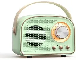 Ynkkvre - Draadloze Retro Speaker - Mini Bluetooth Box - Draagbare Luidspreker - Bluetooth 5.0 - FM Radio & USB/SD - Snellaadbaar - 5 uur Speeltijd - Compact Design - Mintgroen