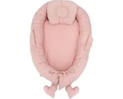 Mordesign - Babynestje - Roze - Inclusief Steunkussen - 100% Katoen Babynest - Wasbaar op 30°C
