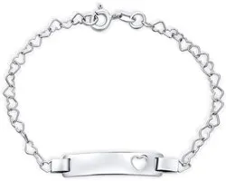 Bling Jewelry Personalized Delicate Petite Name Bar Plated Engraving Heart Thin ID Identification Bracelet for Women Teens 925 Sterling Silver for Small Wrists 6 Inch Customizable, 6