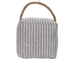 Luance Deurstopper Kubus - blauw gestreept - stof - 1 kilo - D10 x 23 cm