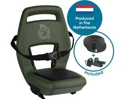 Qibbel Junior 6+ Fietsstoeltje Achter Bagagedrager bevestiging - Quick Connect - Fietszitje - Magic Green - inclusief voetbeschermingsplaten en voetsteunen