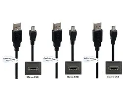 3 stuks OneOne 3,2m Mini USB kabel. Extra sterke laadkabel. Stevig oplaadkabel snoer past op Nikon Digital SLR D2H, D2Hs, D2X, D2Xs, D3, D3s, D3X, D4, D4s, D40, D40X, D50, D60, D70, D70s, D80, D90, D100, D200, D300, D300s, D600, D610