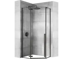 Rea Diamond - Douchecabine - Zwart - 80X80 + Witte Diamond Douchebak 80X80 Vierkant - 80X80X195Cm