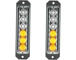 LED Flash Light - Baceyong Warning Side Light - Super Bright Grille Flashing Light Bar - Constant Truck Car Lamp - Wit + Geel 2pcs