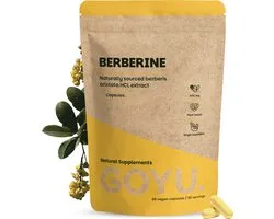 GOYU Berberine Extract 400 mg 60 capsules - Berberine HCl uit Berberis aristata - 400 mg per capsule - 60 capsules - Vegan - Zonder toevoegingen - Lab getest - 60 dagen voorraad per zakje