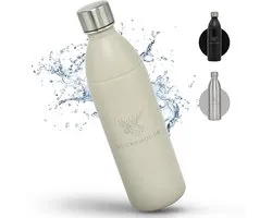 Luckymoose RVS Drinkfles 1,1L Infinity - Adapté pour entre autres Sodastream, Aarke & Brita - Bouteille d'eau pour appareil à eau gazeuse - Réutilisable - Sable