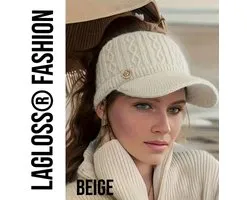 LaGloss® Fleece Gevoerde Dames Baseballpet – Stretch Winterpet – Beige