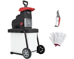 Scheppach Elektrische Hakselaar GS60 - 2800W - Mobiele Versnipperaar - Voor takken tot Ø44mm - Met 60L opvangbak, snoeischaar, handschoenen & duwstok
