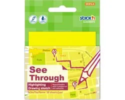 Stick'n Clear note - Doorzichtige Sticky Notes - Geel - 76x76mm - 50 Memoblaadjes