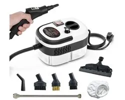 Stoomreiniger - 2500W - Draagbaar - 6 Standen - Met diverse Opzetstukken - Klein en Compact - Wit - 40min lang Reinigen