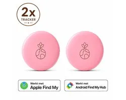 Wise Buyer® GPS Tracker - Werkt met Apple Find My & Android Find My Device - Smarttag - Locatie Tracker - Real-time Locatie Volgsysteem- Zonder abonnement - Sleutelvinder/Keyfinder - 2 Pack - Sleutels, Fiets, Auto, Kat, Hond & Kind - Roze