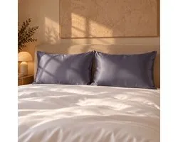 100% Zijden kussensloop | Antraciet hotelsluiting | 19 Momme - Kussensloop | 50x60cm | 100 % moerbei zijde | Satijn geweven zijden kussensloop - Silk Heaven - 50x60cm / Hotelsluiting