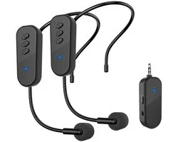 Draadloze UHF Headset Microfoon 2-in-1 - Handheld en Headset Microfoon met 165ft Bereik voor Onderwijs, Fitness en PA Systemen-Eendelige set
