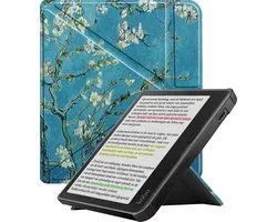 Hoes Geschikt voor Kobo Libra Colour - E-reader Bescherm Hoesje Case Sleep Cover Trifold - Hoes Geschikt voor Kobo Libra Colour Hoesje - Bloesem