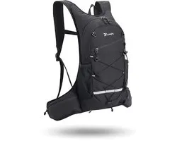 CarryQuest® - Compacte Waterdichte Wandelrugzak - Slijtvaste Polyester/Nylon Sportopbergtas met Rugventilatie, Front-/Toploader & Lichtgewicht Outdoor Design - 46x20x9 cm - Zwart