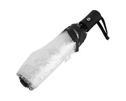 Three-fold clear rain umbrella with transparent umbrella with frosted handle, for portable to carry on travel(black), Black