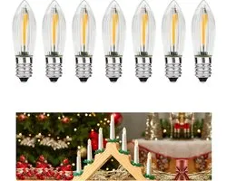 SnelShoppen - 7 x LED Kaars E10 Warm Wit 2100K voor Kerstboom en Decoratie, Energiezuinige 0.2W, 3LM, Geschikt voor Schwibbogen en Binnen Buiten Gebru