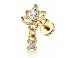 Maevi® Piercing pour l'oreille - Couleur : Or - Format : 12 x 6 MM - Titane - Tragus / Cartilage / Helix / Conch - Piercing d'oreille - Bijou de piercing - Haute qualité - Piercing labret - Bijou luxueux - Boucles d'oreilles