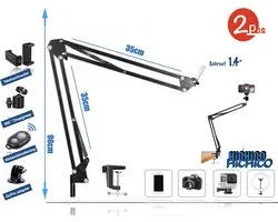 Pince de table HiCHiCO® - Support de téléphone - Support de webcam - Support de microphone - Bras de microphone - Bras de perche - Support de bras flexible 2 pièces