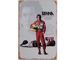 Ayrton Senna Formule 1 auto Reclamebord van metaal METALEN-WANDBORD - MUURPLAAT - VINTAGE - RETRO - HORECA- BORD-WANDDECORATIE -TEKSTBORD - DECORATIEBORD - RECLAMEPLAAT - WANDPLAAT - NOSTALGIE -CAFE- BAR -MANCAVE- KROEG- MAN CAVE
