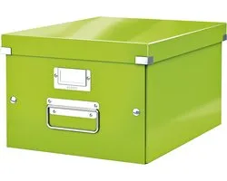 Leitz WOW Click & Store Middelgrote Kartonnen Opbergdoos - 85% Gerecycled Karton - 28.1 x 37 Cm (BxD) - Voor A4 Formaten - Ideaal voor Kantoor En Thuiswerken - Groen