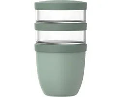 Mepal Lunchpot 3-delig Ellipse - 500 + 200 + 200 ml - Met 2 compartimenten - Yoghurtbeker en Muesli beker to go - Geschikt voor vriezer. magnetron en vaatwasser - Nordic sage