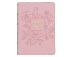 KJV Holy Bible, Compact Large Print Faux Leather Red Letter Edition - Ribbon Marker, King James Version, Pink