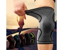 Compressie Knie Brace - Elastisch Bandage - Band - Strap - Sleeve - Kousen - Warmers - Blessures - Sport Ondersteuning - Knee Support - Vrouwen - Mannen - Maat: S - 1 stuk - Grijs